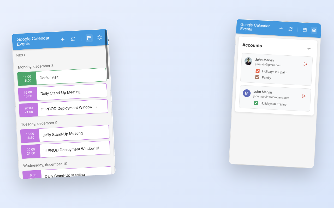 Multi-Account Calendar Extension Screenshot Preview